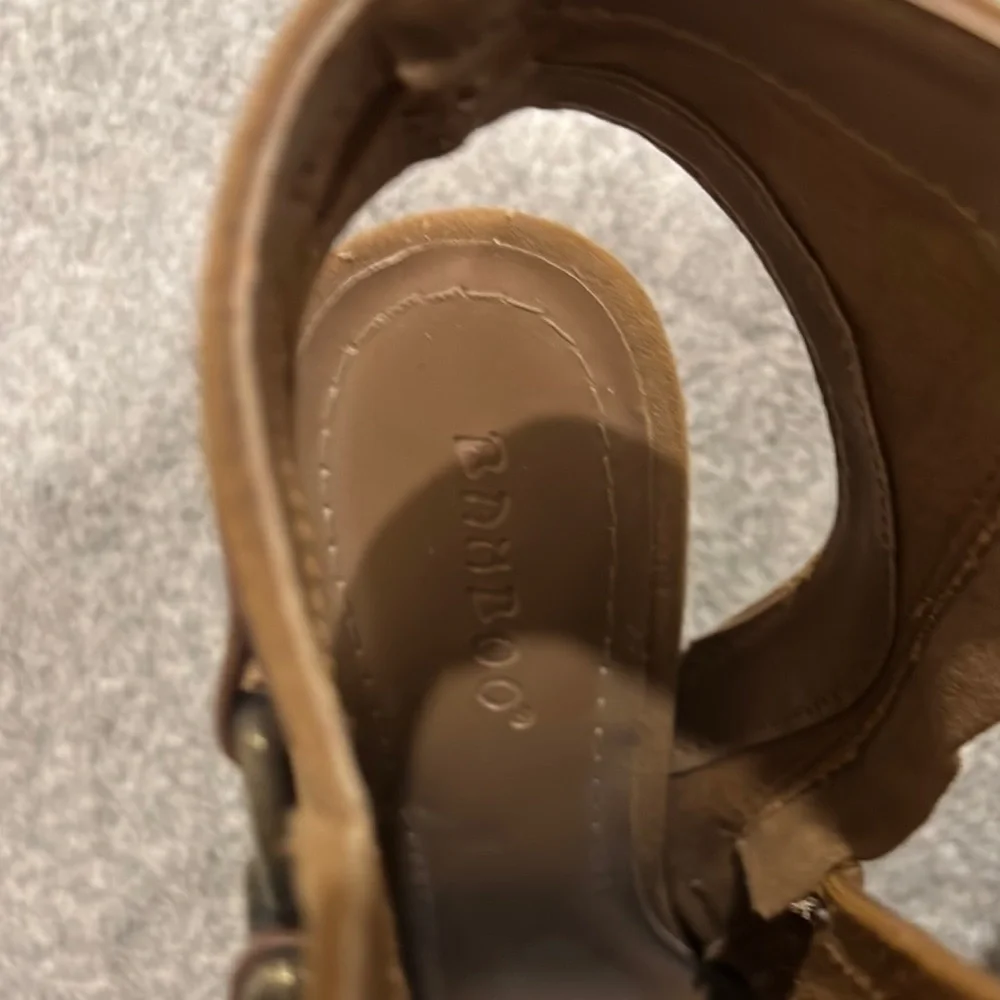 BAMBOO Brown Ankle Booties with Chunky Heel - Picture 3 of 3